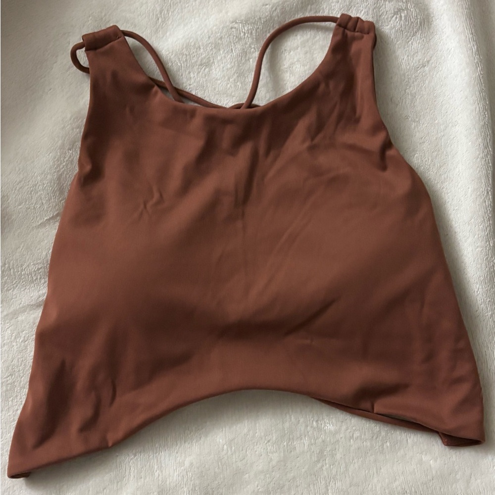 Brown Hugh Neck Sports Bra
